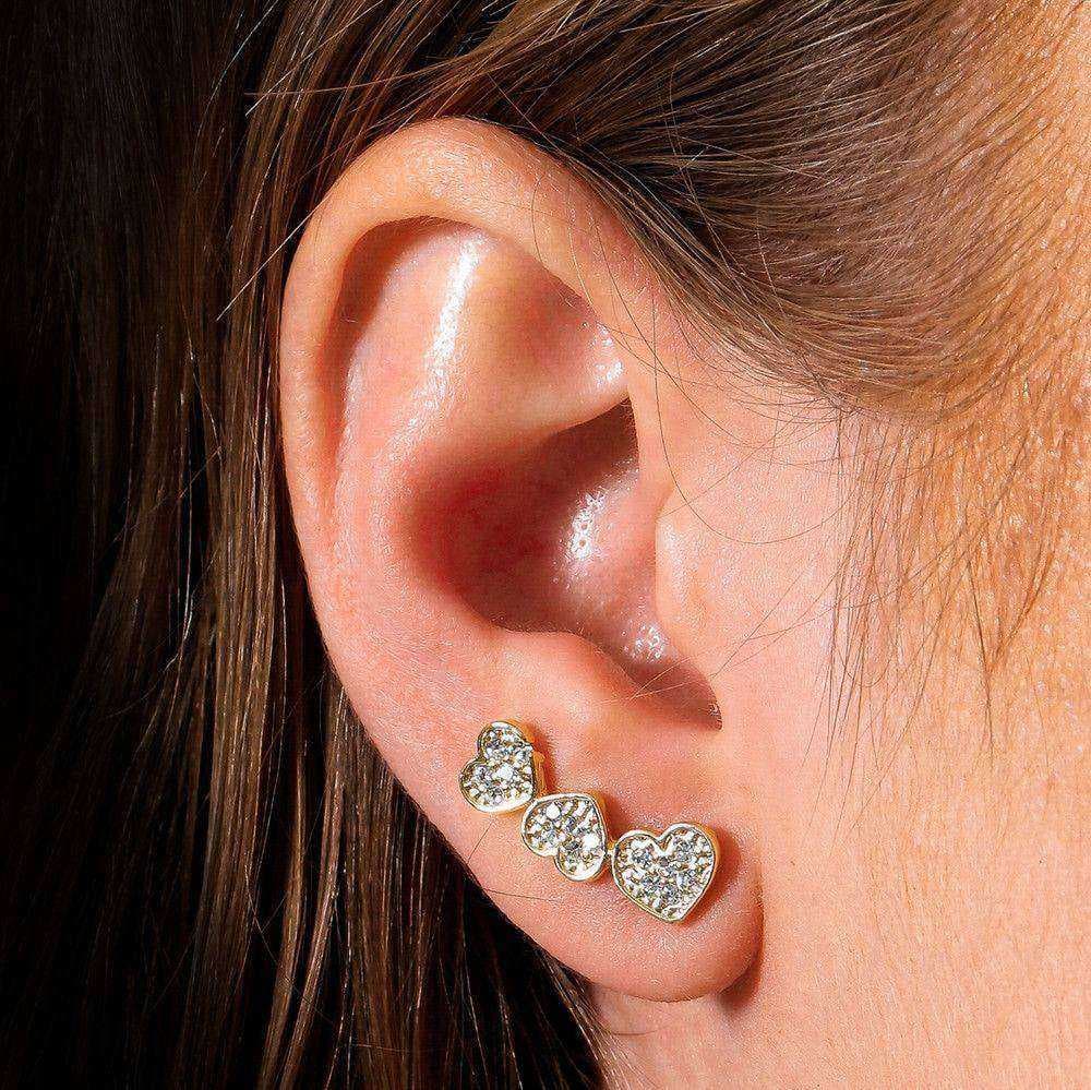 Brinco Dourado Ear Cuff de Coração com Zircônia, imagem 2