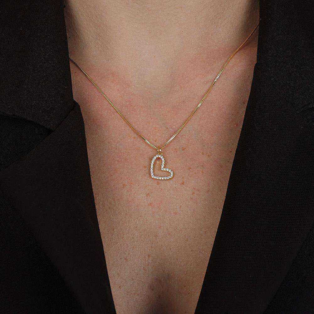 Colar Dourado de Coração Irregular Vazado com Zircônia, imagem 2
