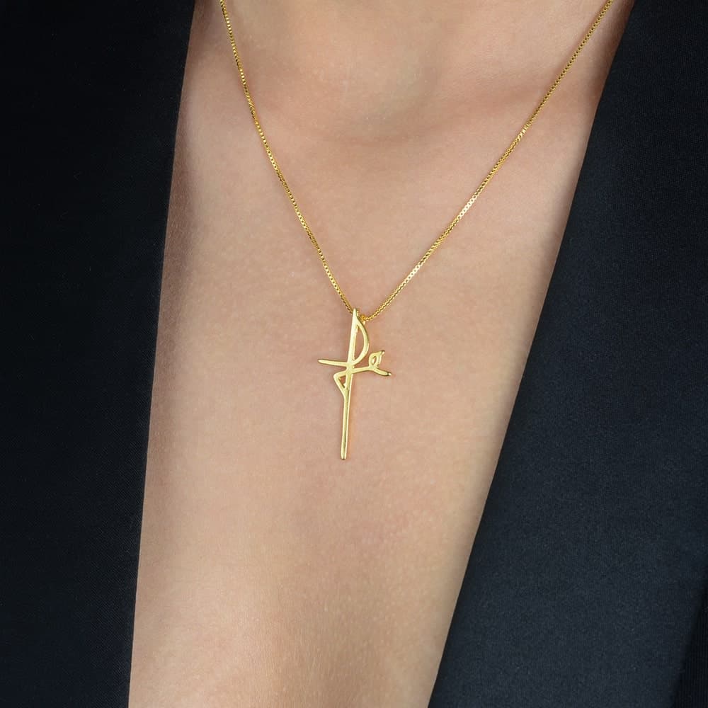 Colar Dourado de Cruz Fé, imagem 2