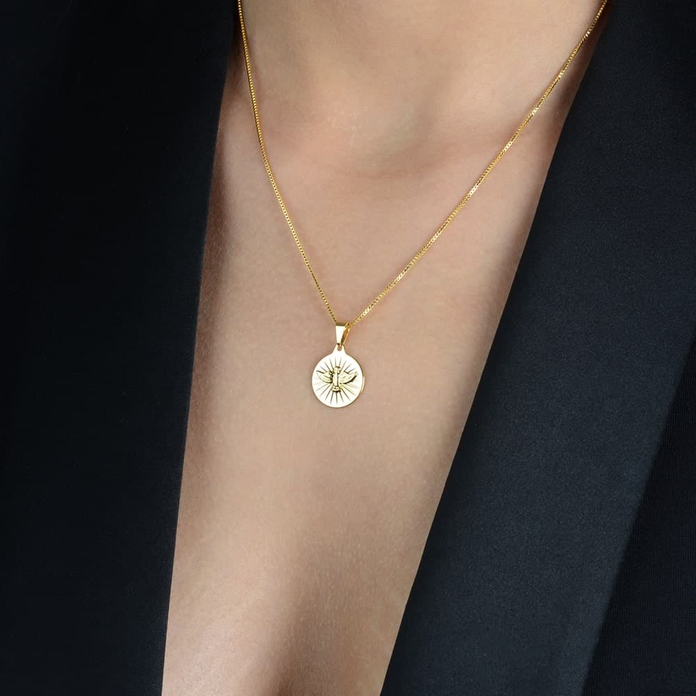 Colar Dourado Religioso Medalha Espirito Santo, imagem 2