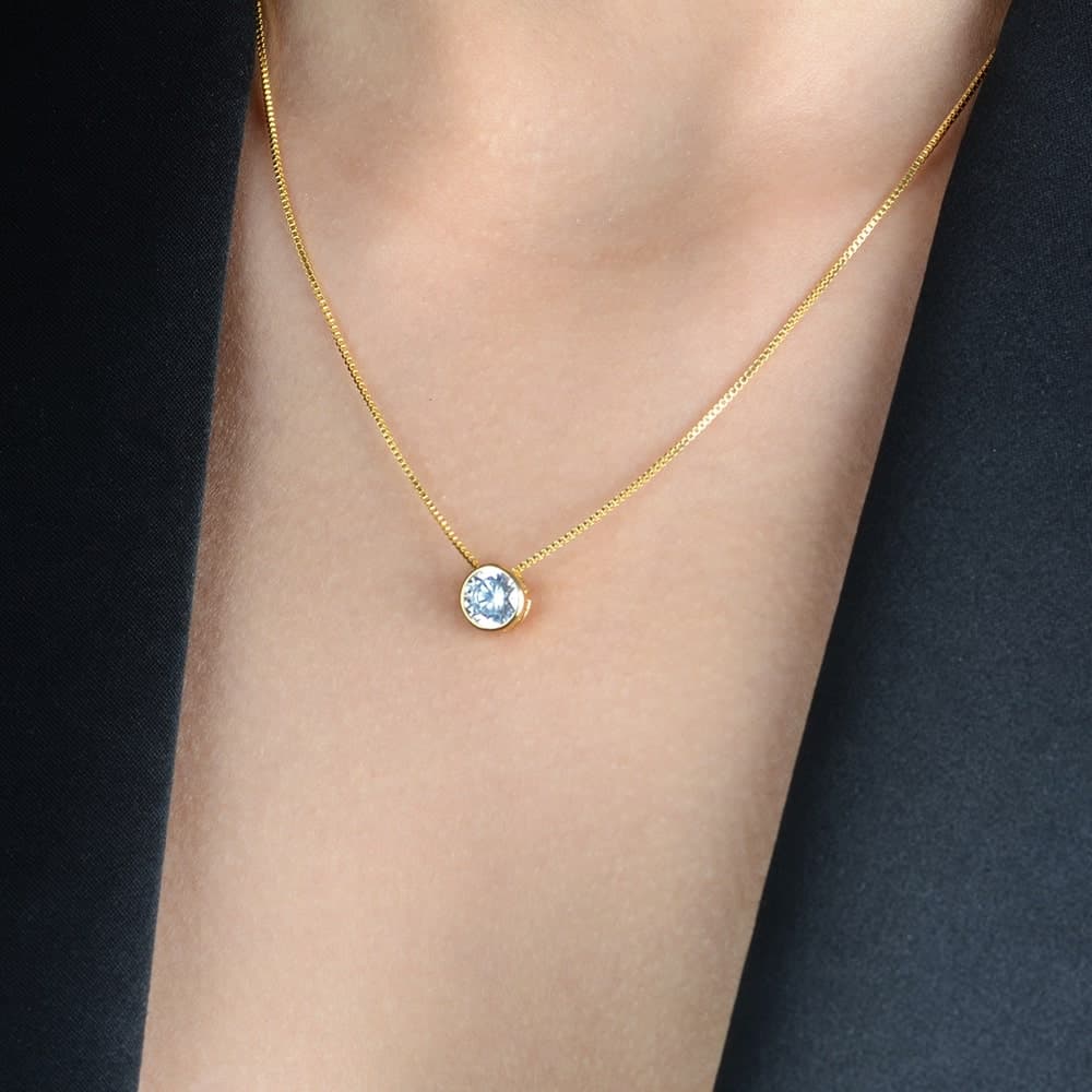 Colar Dourado Zircônia Ponto de Luz, imagem 2