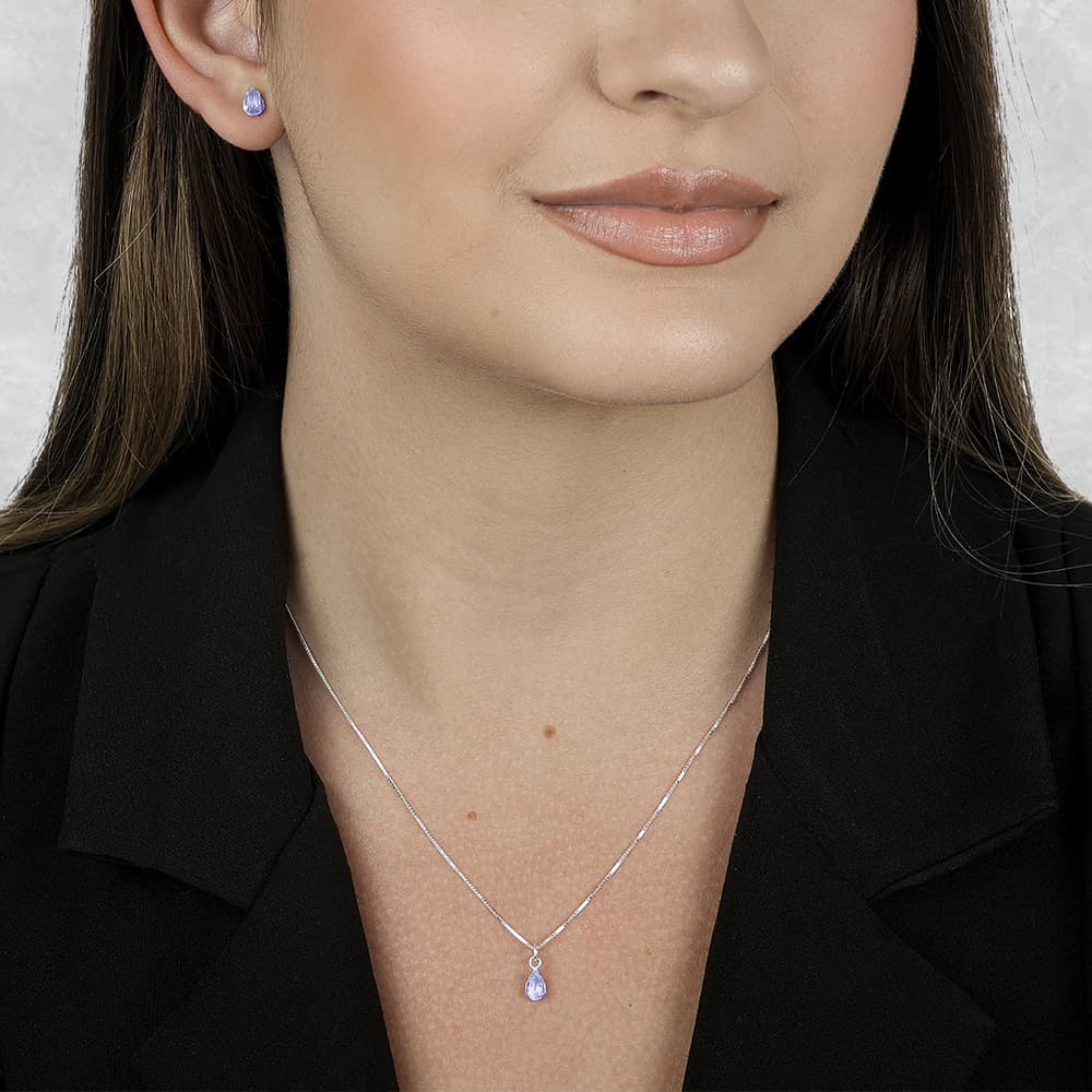 Conjunto de Gota Roxa em Zircônia Prata 925, imagem 2