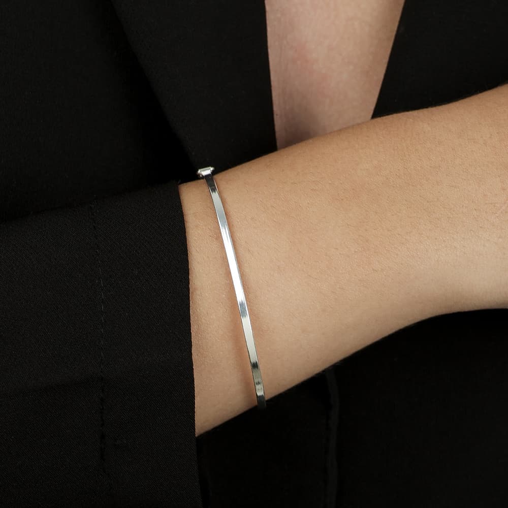 Pulseira Bracelete Oval em Prata 925, imagem 2