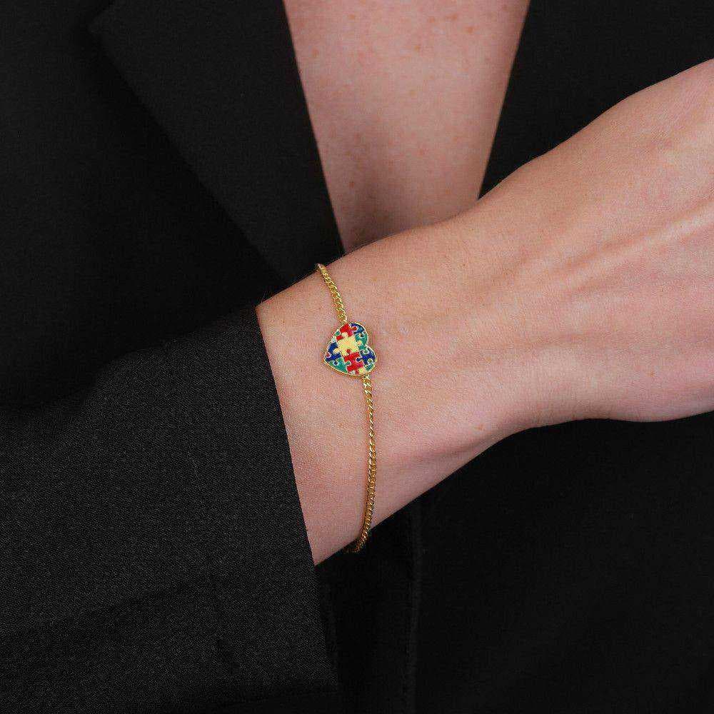 Pulseira Dourada Autismo Formato Coração, imagem 2