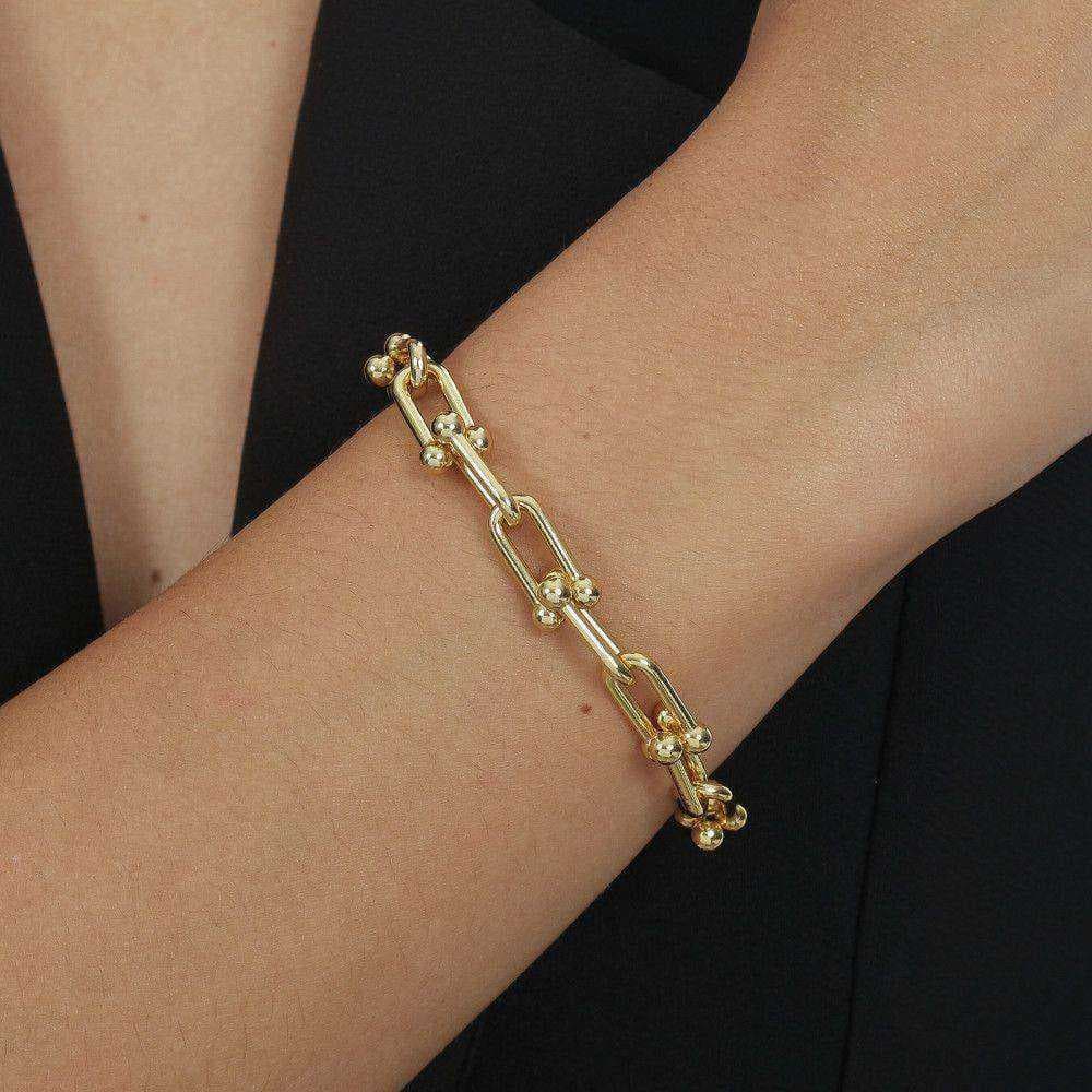 Pulseira Dourada Corrente Elos Largos, imagem 2