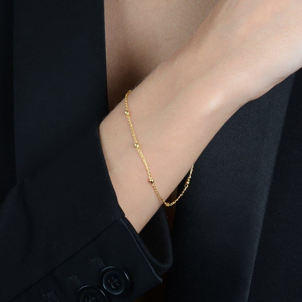 Pulseira Dourada de Bolinhas Delicada, imagem 2