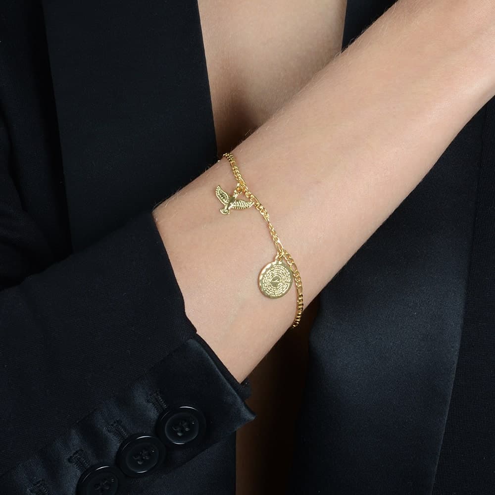 Pulseira Dourada Religiosa Pai Nosso e Espírito Santo, imagem 2