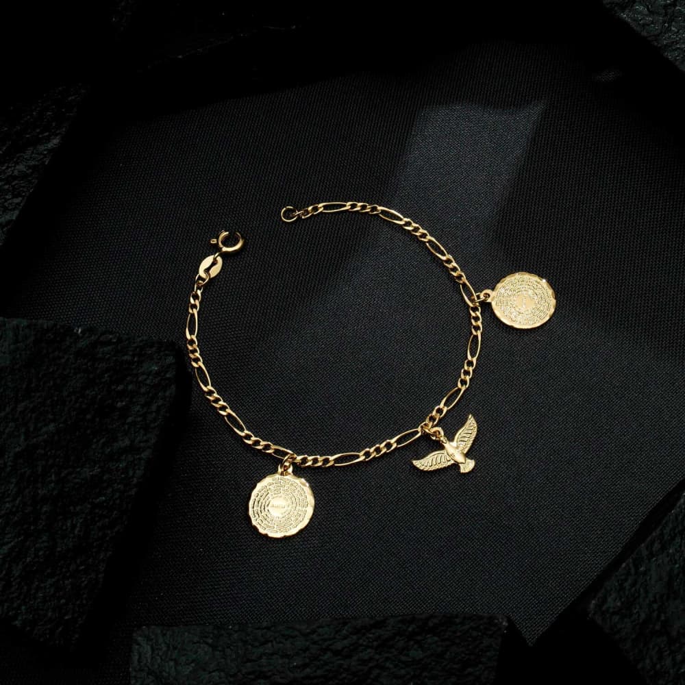Pulseira Dourada Religiosa Pai Nosso e Espírito Santo, imagem 3