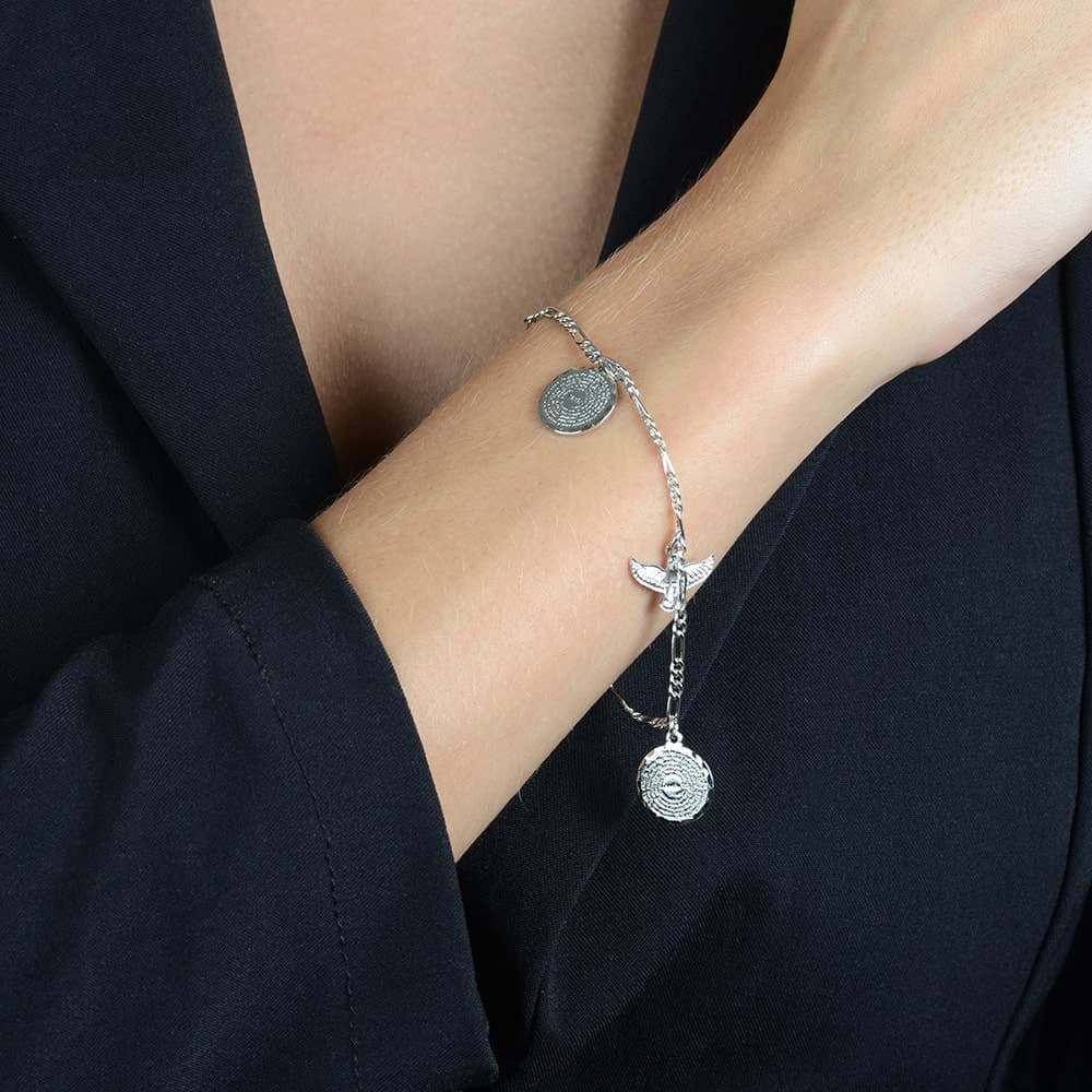 Pulseira Prateada Religiosa Pai Nosso e Espírito Santo, imagem 2